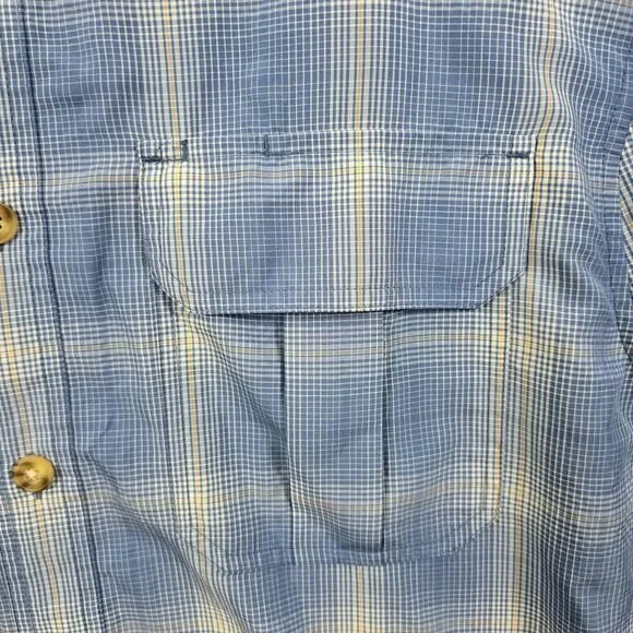 Duluth Trading Co Men's Blue Plaid Long Sleeve Button Up Roll Tab Size L Tall - Picture 3 of 10